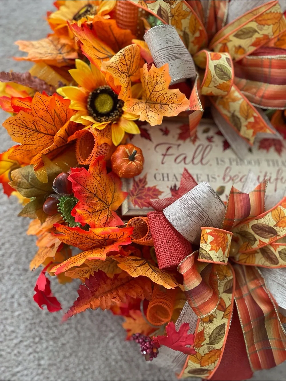 Autumn Sunflower Fall Wreath - Orange, Yellow